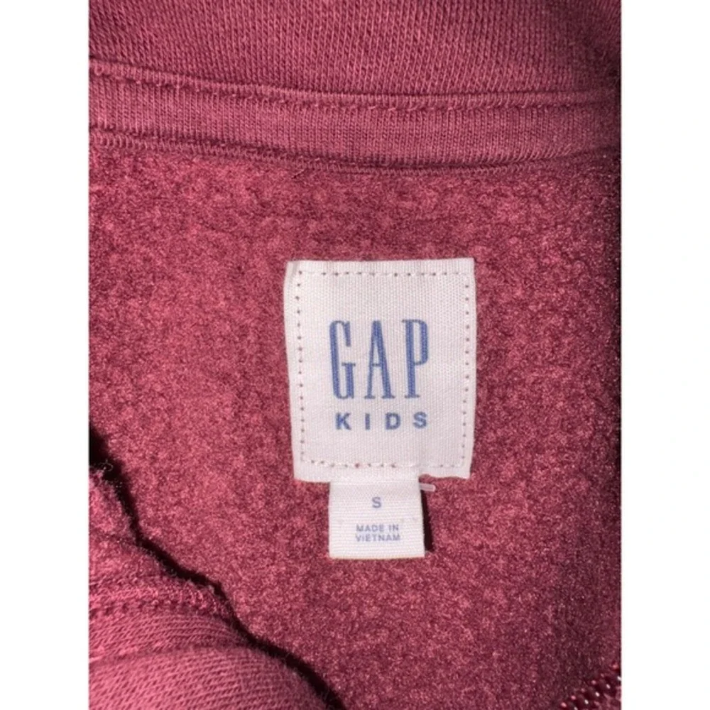 Kids Gap 1969 Burgundy Fleece Quarter Zip Sweatshirt Size Small‎